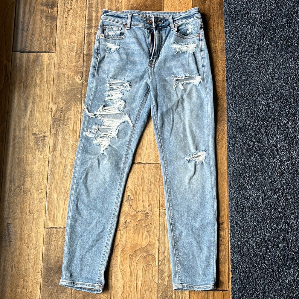 Distressed mom jeans